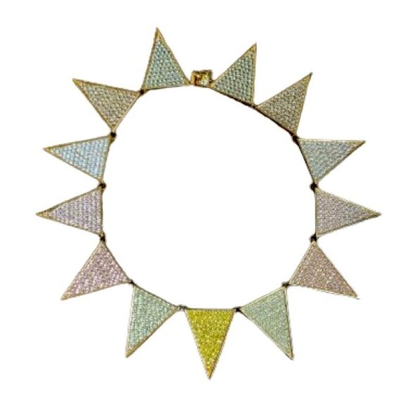 Spectacular Eddie Borgo Ombré Pavé Triangle Collar Flat Choker Necklace $1050 - Picture 1 of 11